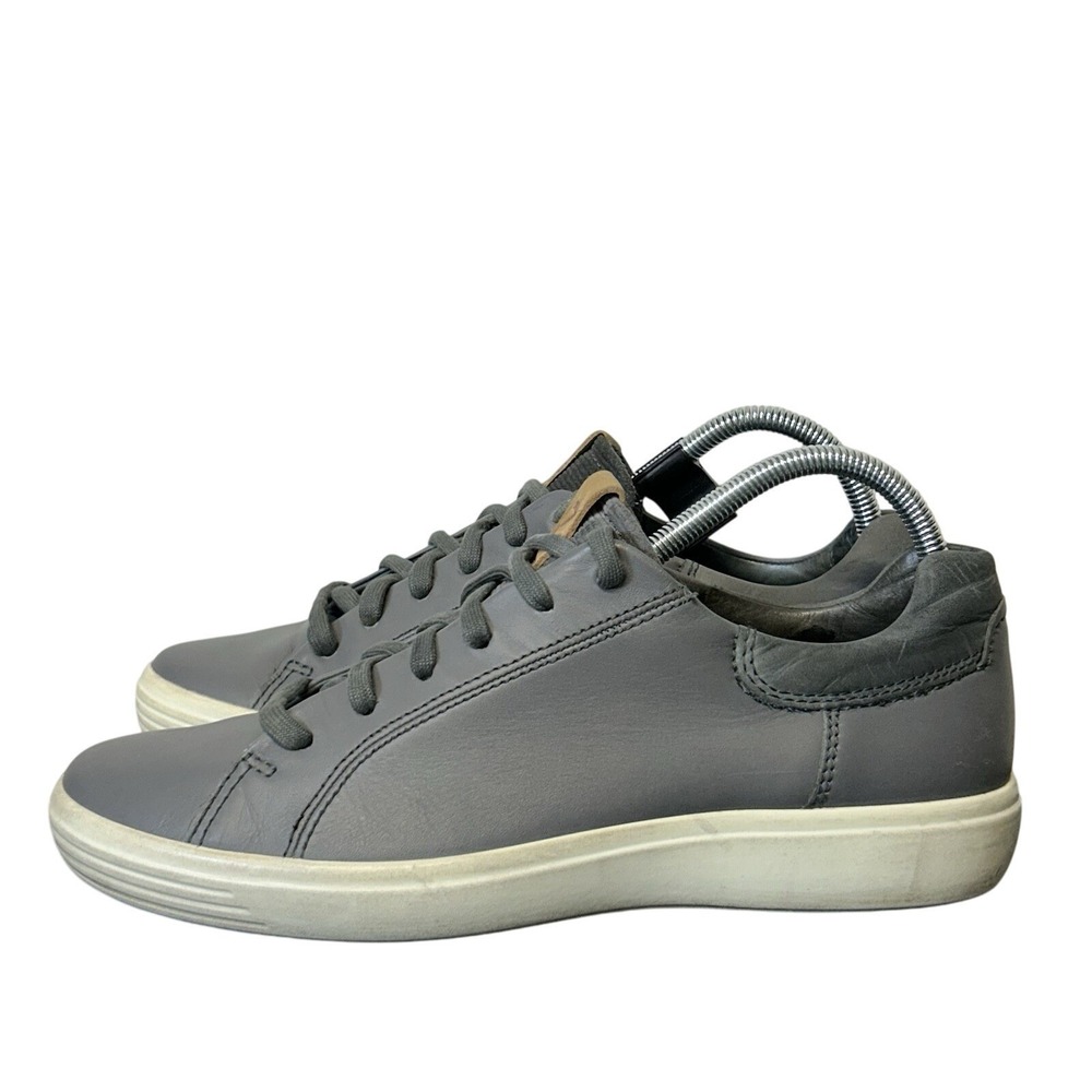 ECCO Soft 7 Shoes Men's Size‎ 8 Gray Leather Comfort Lace Up Casual Sneakers